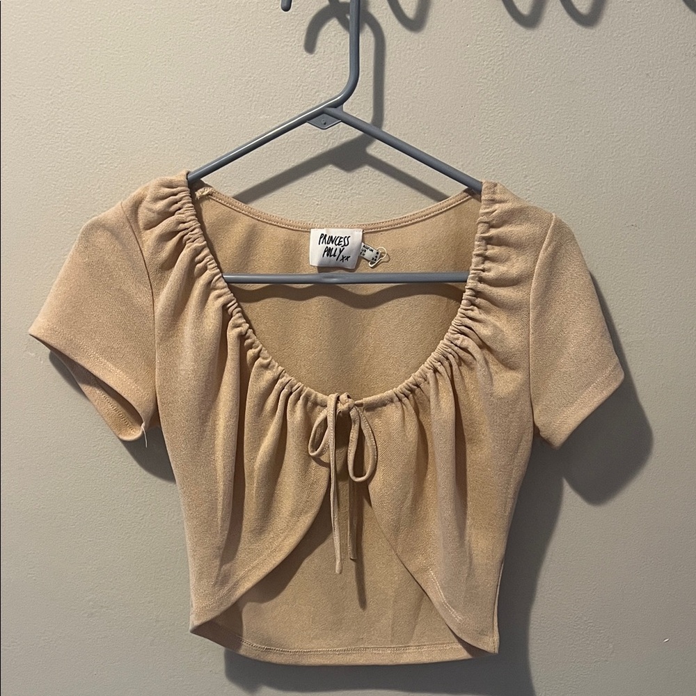 Princess Polly Beige Gathered Blouse
